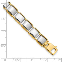 Thumbnail for 14k Mens Two-tone Brushed and Polished 8.25in Link Bracelet