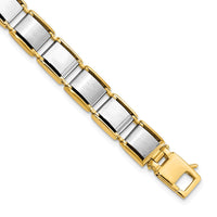 Thumbnail for 14k Mens Two-tone Brushed and Polished 8.25in Link Bracelet