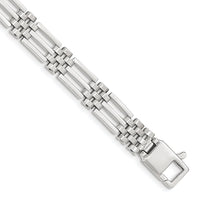 Thumbnail for 14k White Gold Brushed and Polished Link 8.5in Bracelet