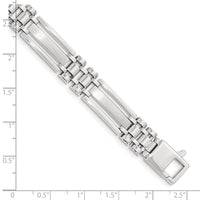 Thumbnail for 14k Men's White Gold Brushed and Polished Link 8.5in Bracelet
