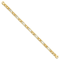 Thumbnail for 14k Two-tone Polished and Satin 8.5in Mens Link Bracelet