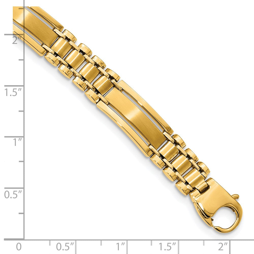 14k Two Tone Polished and Satin 8.5in Mens Link Bracelet