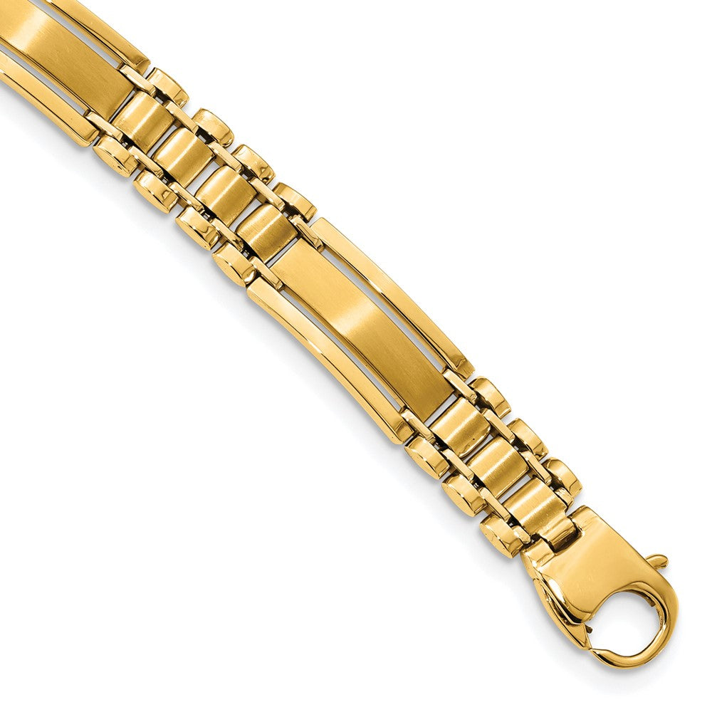 14k Two Tone Polished and Satin 8.5in Mens Link Bracelet