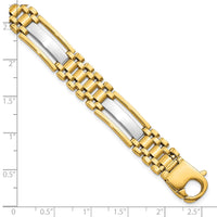 Thumbnail for 14k Mens Two-tone Polished and Satin 8.75in Mens Link Bracelet