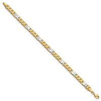 Thumbnail for 14k Two-tone Brushed and Polished Fancy Link 8in Bracelet