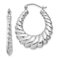 Thumbnail for 14k White Gold Polished Scalloped Hoop Earrings