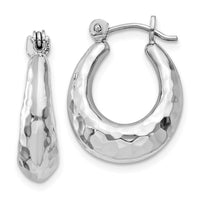 Thumbnail for 14k White Gold Hammered Hoop Earrings