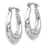 Thumbnail for 14k White Gold Polished Hammered Hoop Earrings