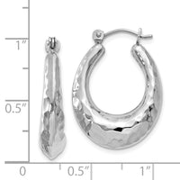Thumbnail for 14k White Gold Polished Hammered Hoop Earrings