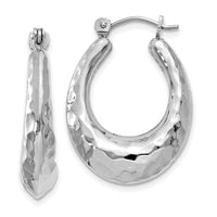 Thumbnail for 14k White Gold Polished Hammered Hoop Earrings