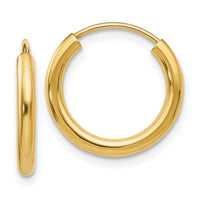 Thumbnail for 14k Polished Round Endless 2mm Hoop Earrings