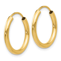 Thumbnail for 14k Polished Round Endless 2mm Hoop Earrings