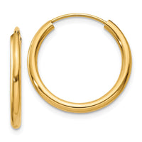 Thumbnail for 14k Polished Round Endless 2mm Hoop Earrings