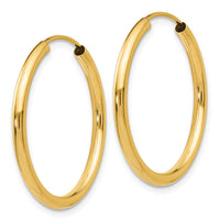 Thumbnail for 14k Polished Round Endless 2mm Hoop Earrings