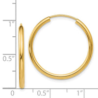 Thumbnail for 14k Polished Round Endless 2mm Hoop Earrings