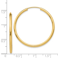 Thumbnail for 14k Polished Round Endless 2mm Hoop Earrings
