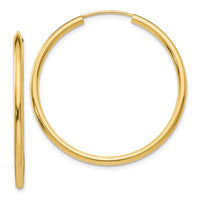 Thumbnail for 14k Polished Round Endless 2mm Hoop Earrings