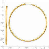 Thumbnail for 14k Polished Round Endless 2mm Hoop Earrings