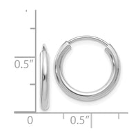 Thumbnail for 14k White Gold Polished Endless 2mm Hoop Earrings