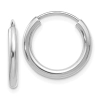 Thumbnail for 14k White Gold Polished Endless 2mm Hoop Earrings