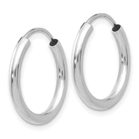 Thumbnail for 14k White Gold Polished Endless 2mm Hoop Earrings