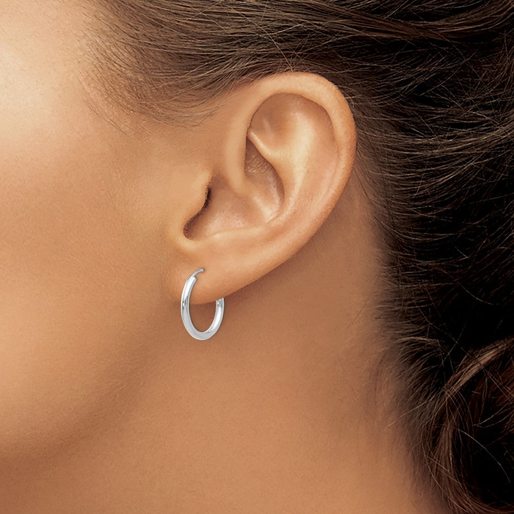 14k White Gold Polished Endless 2mm Hoop Earrings