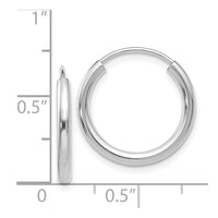 Thumbnail for 14k White Gold Polished Endless 2mm Hoop Earrings