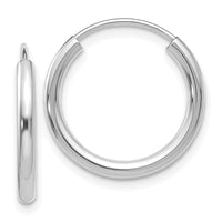 Thumbnail for 14k White Gold Polished Endless 2mm Hoop Earrings