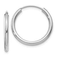 Thumbnail for 14k White Gold Polished Endless 2mm Hoop Earrings