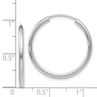Thumbnail for 14k White Gold Polished Endless 2mm Hoop Earrings