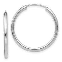 Thumbnail for 14k White Gold Polished Endless 2mm Hoop Earrings