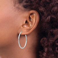 Thumbnail for 14k White Gold Polished Endless 2mm Hoop Earrings