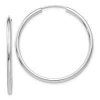 Thumbnail for 14k White Gold Polished Endless 2mm Hoop Earrings