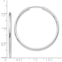 Thumbnail for 14k White Gold Polished Endless 2mm Hoop Earrings