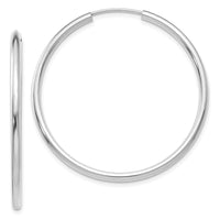 Thumbnail for 14k White Gold Polished Endless 2mm Hoop Earrings