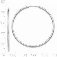 Thumbnail for 14k White Gold Polished Endless 2mm Hoop Earrings