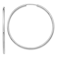 Thumbnail for 14k White Gold Polished Endless 2mm Hoop Earrings