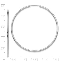 Thumbnail for 14k White Gold Polished Endless 2mm Hoop Earrings