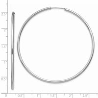 Thumbnail for 14k White Gold Polished Endless 2mm Hoop Earrings