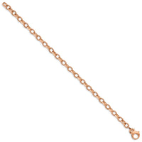 Thumbnail for 14k Rose Gold 5.0mm Fancy Link w/ Ridged Edges Bracelet