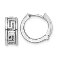 Thumbnail for 14k White Gold Cut-Out Greek Key Design Earrings