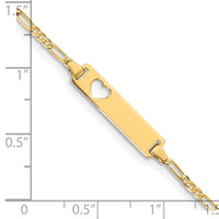 Thumbnail for 14k Cut-out Heart Figaro Link ID Bracelet