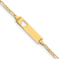 Thumbnail for 14k Cut-out Heart Figaro Link ID Bracelet