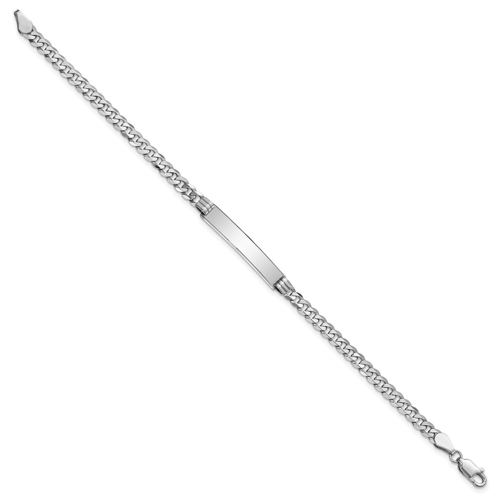14k WG Soft Diamond Shape Flat Curb Link ID Bracelet