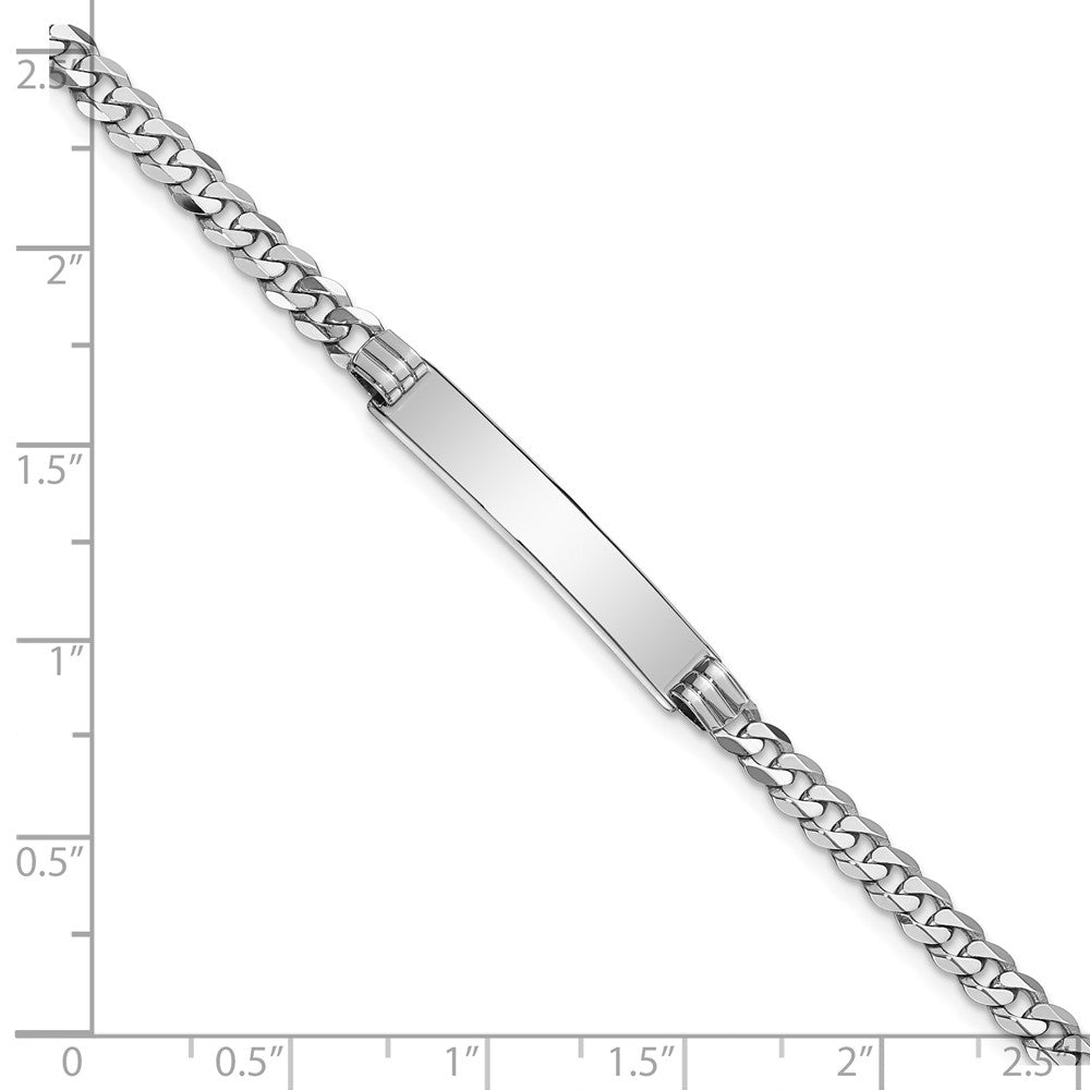 14k WG Soft Diamond Shape Flat Curb Link ID Bracelet