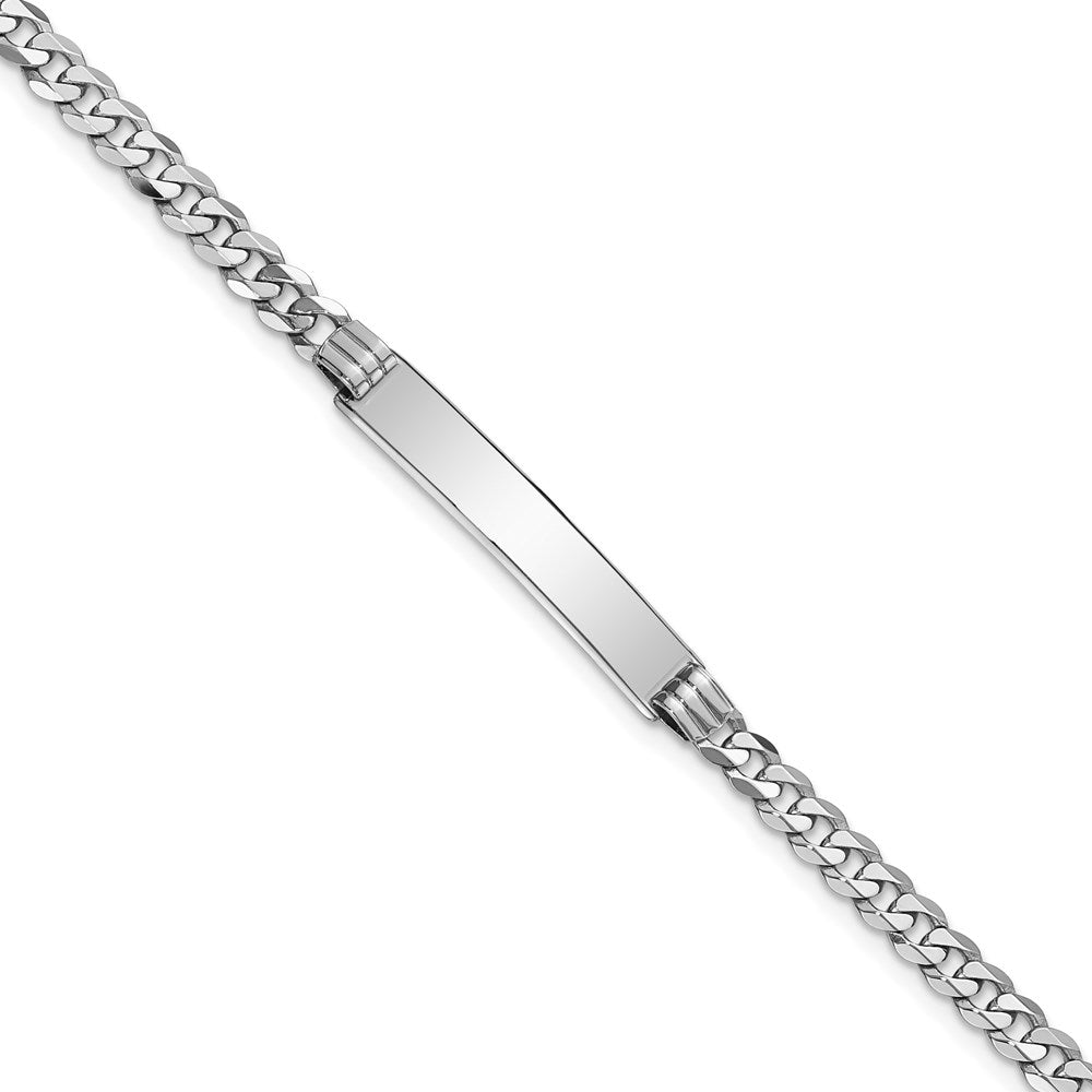 14k WG Soft Diamond Shape Flat Curb Link ID Bracelet
