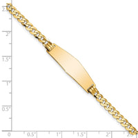Thumbnail for 14k Soft Diamond Shape Flat Curb Link ID Bracelet
