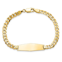 Thumbnail for 14k Soft Diamond Shape Flat Curb Link ID Bracelet