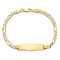 Thumbnail for 14k Soft Diamond Shape Flat Figaro Link ID Bracelet