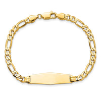 Thumbnail for 14k Soft Diamond Shape Flat Figaro Link ID Bracelet